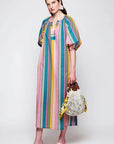 Mirto, Multicolour Cotton & Linen Striped Kaftan