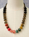 Linden Beaded Necklace-Pink Rutilated Quartz