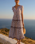 Oliphant, Cinched Flirty Midi Dress - Crocus Blue