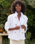 Frank & Eileen, Cropped Sweatshirt Peacoat-White