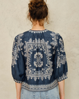 M.A.B.E., Eden Print Jacket-Indigo