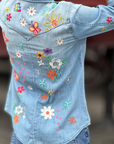 Wash Lab, Sketchbook Embroidered Denim Top - Vintage Blue
