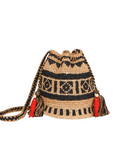 M.A.B.E., Pari Raffia Pouch-Natural/Indigo