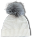 Cashmere Ribbed Hat with Pom Pom