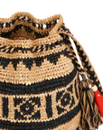 M.A.B.E., Pari Raffia Pouch-Natural/Indigo