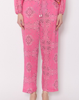 Bandana Wide Leg Pants- Raspberry