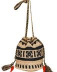 M.A.B.E., Pari Raffia Pouch-Natural/Indigo