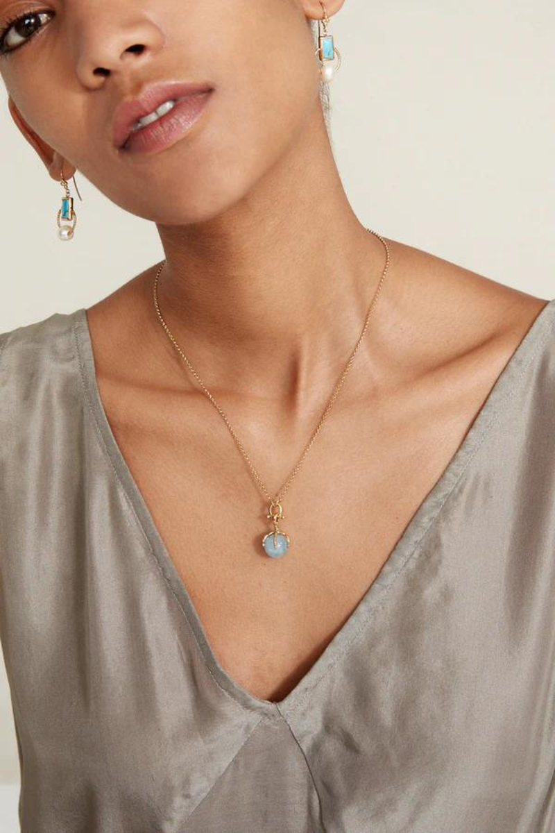 Chan Luu Lark Pendant Aquamarine Necklace Snapdragon Designs