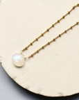 Dainty Semi-Precious Necklace- Gold Bead Chain