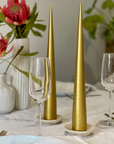 Ester & Erik, 37cm Cone Candle- Gold Metallic