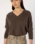 Gerard Darel, Esmee V-neck Cashmere Sweater- Marron