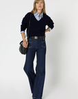 Gerad Darel, Edwige V-neck Wool Sweater with Rhinestones - Marine