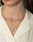 Gold Necklace w/Sparkling Blue Amazonite Drops