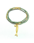 The Makery, Loopstring Necklace- Sage, Grey with Gold Fish