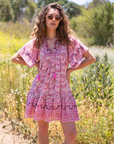 Bell, Angelina Mini Dress- Pink Print