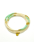 Beaded Five Wrap Bracelet- Pear/ Mint Green