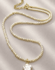 The Makery Collection, Short Freshwater Pearl Necklace with Pearl Daisy Charm