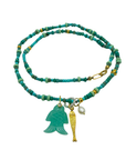The Makery Collection, Assorted turquoise Bead Necklace with Fish & Pearl Pendants