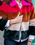 Gigi Reversible faux fur Jacket - Rainbow Stripe