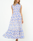 Oliphant, Sleeveless Smocked Maxi- Monarch Blue