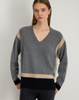 Stella Forest, Vesper Colour Block Sweater - Gris