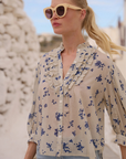Oliphant, Ruffle Front Button Blouse- Alyssum cream