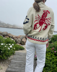 Varsity Cardigan - New Ivory Red Lobster with Trim