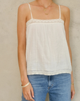 M.A.B.E, Dacy Embroidered Cami - Ecru