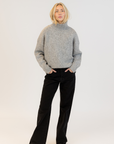 Lyla & Luxe, Aggie Mockneck Ribbed Sweater - Grey