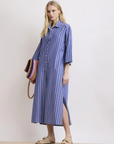 Hartford, Rune Woven Dress- Blue/White