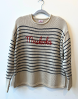 Rollneck Muskoka Cotton Sweater-Cream/Navy Stripes