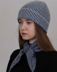 Oats & Rice, Sailor Rib Cashmere Scarf- Navy