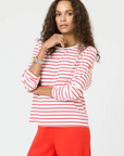 Kerri Rosenthal, Long Sleeve Stripe Tee - White Red