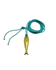 The Makery Collection, Gold Lucky Fish Pendant on Turquoise Blue Cord