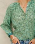 M.A.B.E, Dana Print Long Sleeve Top - Green