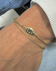 The Makery, Sparkling Gold Leaf Braclet On Tan Cord