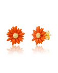 TAI, Orange Enamel Gerber Daisy Earrings