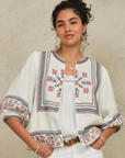 M.A.B.E, Calista Emboridered Jacket- Ecru/Multi