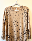 Raw Edge Cashmere Crew - Printed