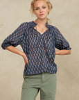 M.A.B.E, Ari Print Short Sleeve Top- Indigo