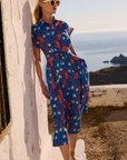 Oliphant, Belted Shirt Dress- Fleur Blue