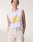 Leon & Harper, Dode Sleeveless T-Shirt-White