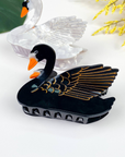 Hair Clip - Black and White Swan