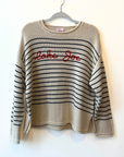 Rollneck Lake Joseph Cotton Sweater-Cream/Navy Stripe
