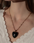 Thatch, Malene Onyx Paperclip Necklace