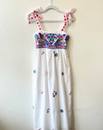 Nimo, Agate Dress- White/Blue Bird Embroidered