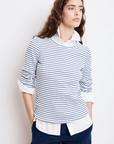 Hartford, Take Knit T-Shirt-Ecru & Navy