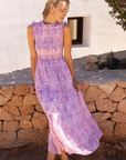 Oliphant, Sleeveless Smocked Maxi Dress-Malta Pink