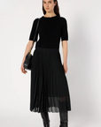 Gerard Darel, Bilal Pleated Jaquard Skirt- Noir