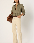 Gerard Darel, Chantal Corduroy Flared Pants- Natural